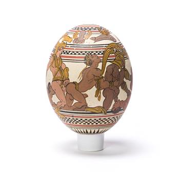 YANNIS NOMIKOS (1949 - ) Untitled (Painted Ostrich Egg).